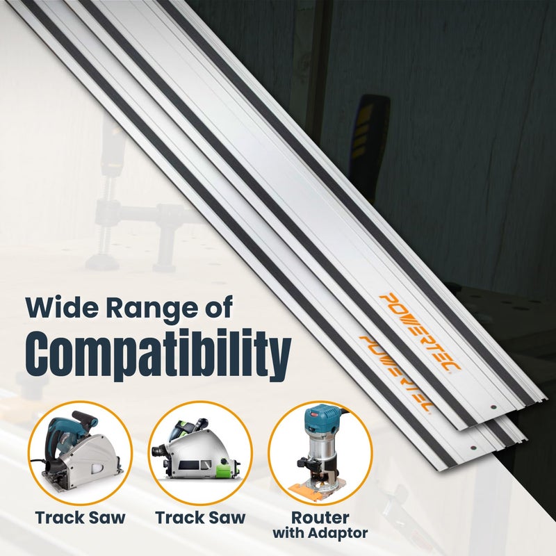 POWERTEC 71153 Track Saw Guide Rail for Makita or Festool Track Saws | 55â€ Guide | For Perfect Repeatable Rip Cuts| For Optimized Bevel & Straight Cuts - Image 3